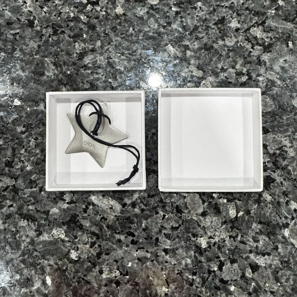 Dior Small White Jewelry Gift Empty Box w/ Dior Ribbon Stars 3.5